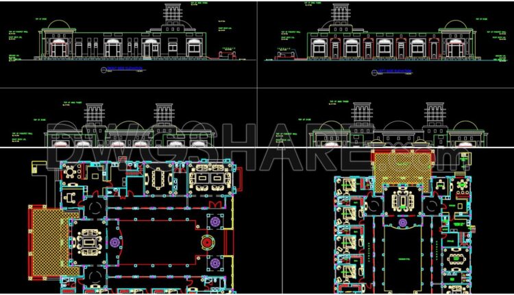 756. Free Download Of Large Residence With Central Garden House Autocad Plan