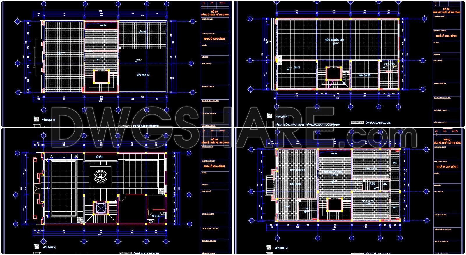76. Download Free Detailed Cad Drawings Of Floor Plans For A 4-story Townhouse