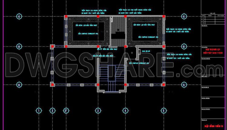 168. Free Download Detailed Cad Drawings For The Ceiling Layout Design Of A 3-story Townhouse (3)