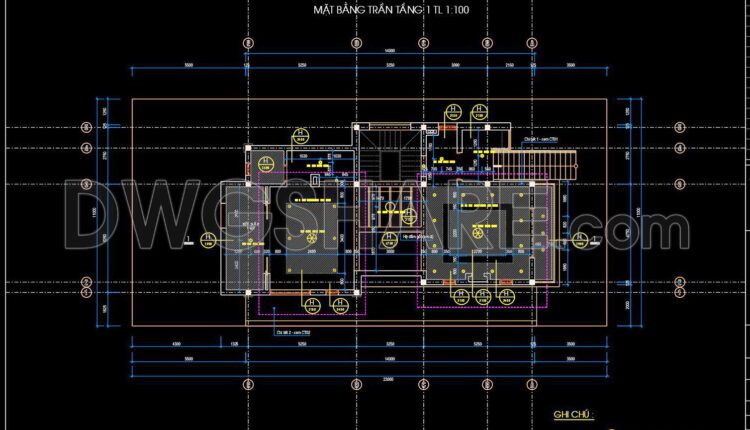 169. Free Download Detailed Cad Drawings For The Ceiling Layout Design Of A 3-story Townhouse (2)