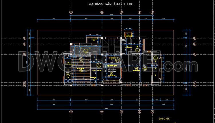169. Free Download Detailed Cad Drawings For The Ceiling Layout Design Of A 3-story Townhouse (3)