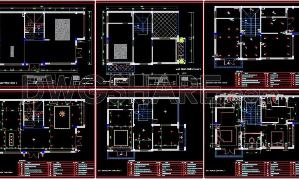 1 year ago
                

                
             2,030171. Free download of detailed CAD drawings of ceiling plans and lighting layout plans for a 3-storey house