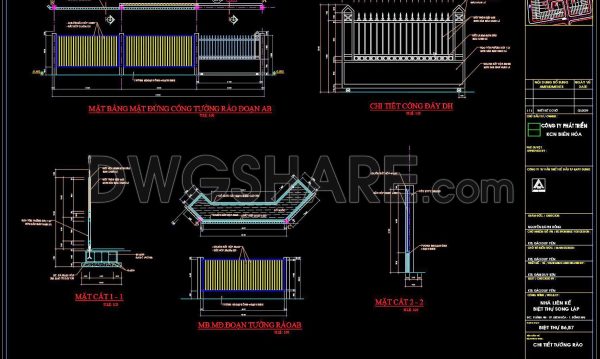 178. Download CAD drawings for technical design and construction of gates and fences for townhouses