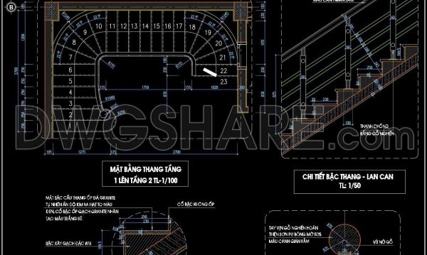 287. Free Download detailed CAD drawings of townhouse stairs