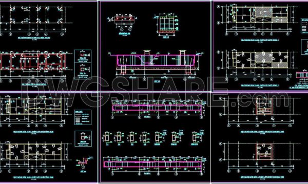 305. Download free CAD structural drawings for a 4.9m x 19m reinforced concrete townhouse construction