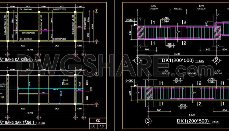 308. Download Free Cad Structural Drawings For A 4.5m X 15.7m Reinforced Concrete Townhouse Construction (2)