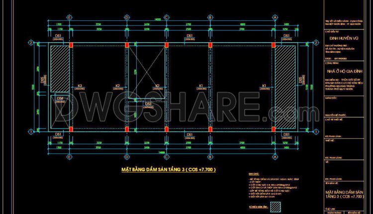 310. Download Free Cad Structural Drawings For A 5.5m X 14m Reinforced Concrete Townhouse Construction (6)
