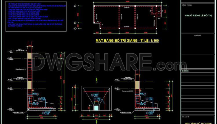 312. Download Free Cad Structural Drawings For A 5m X 16m Reinforced Concrete Townhouse Construction (2)