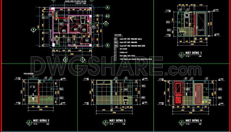 337. Free Download Of Cad Technical Drawings For The Construction Of Bathrooms In Townhouses (1)
