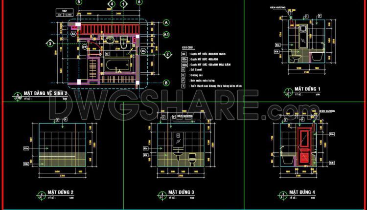 337. Free Download Of Cad Technical Drawings For The Construction Of Bathrooms In Townhouses (2)