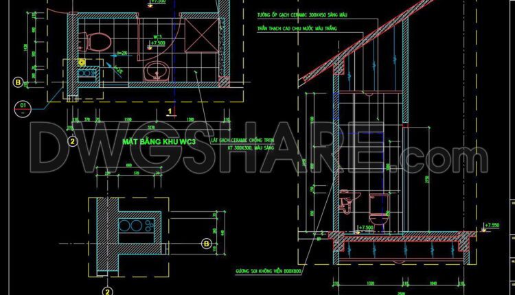 339. Free Download Of Cad Technical Drawings For The Construction Of Bathrooms In Townhouses (3)