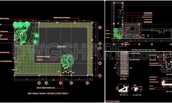 382. Free Download of CAD Drawings for Detailed Garden Design in a Two-Story House