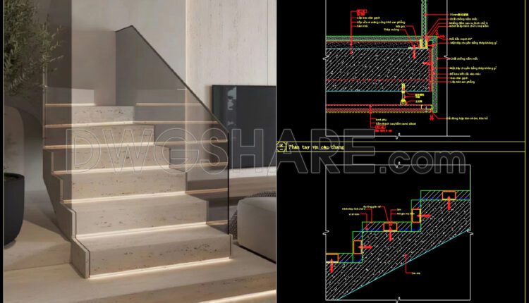 433. Download Free Cad Drawings Of Detailed Construction For A Glass Balustrade Staircase (1)