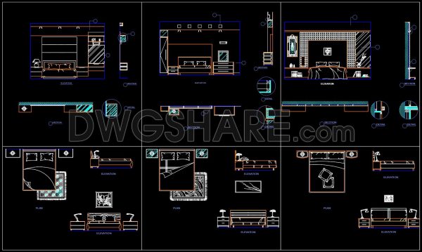 1 year ago
                

                
             2,24049. Free Download of CAD Blocks for Bedroom Floor Plans and Elevations