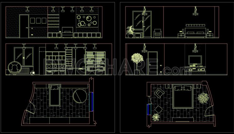 50. Free Download Of Cad Blocks For Bedroom Floor Plans And Elevations (1)