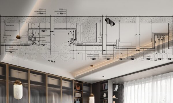 1 year ago
                

                
             4,086531. Free download of detailed CAD drawings for the curved gypsum ceiling structure in residential buildings