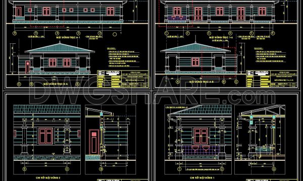 71. Download CAD construction technical drawings for a staff dormitory and dining hall for a factory with an area of 7.8m x 18m