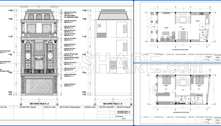 758. Free Download Architectural Pdf Drawings For A 3-story European Classic Style House (dimensions 7.1m X 12.5m) (1)