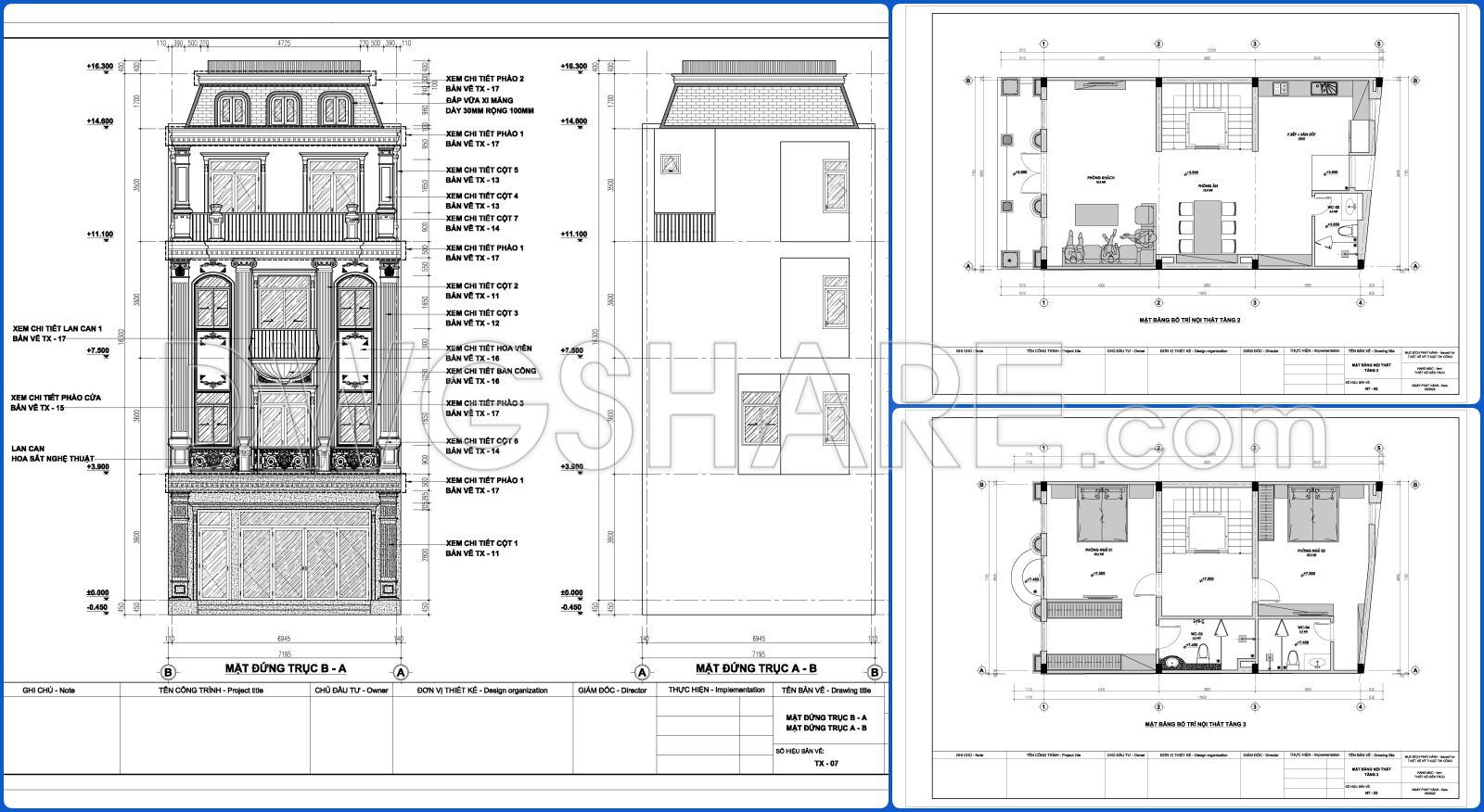 758. Free Download Architectural Pdf Drawings For A 3-story European Classic Style House (dimensions 7.1m X 12.5m) (1)