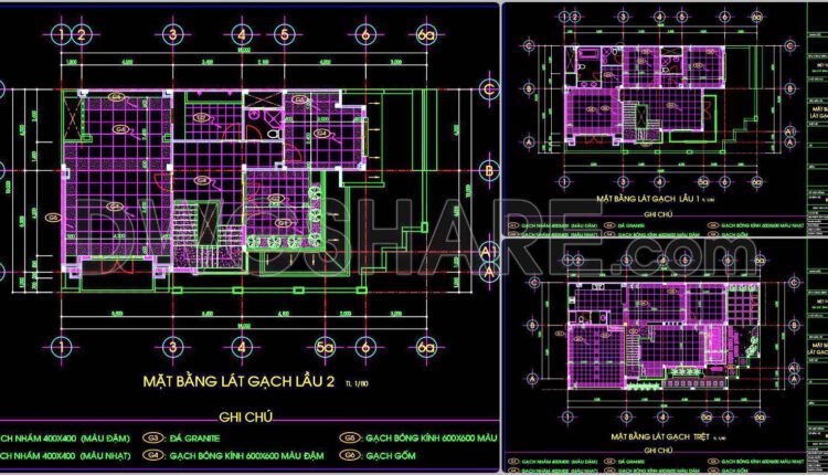 82. Download Free Detailed Cad Drawings Of Floor Plans For A 3-story Townhouse