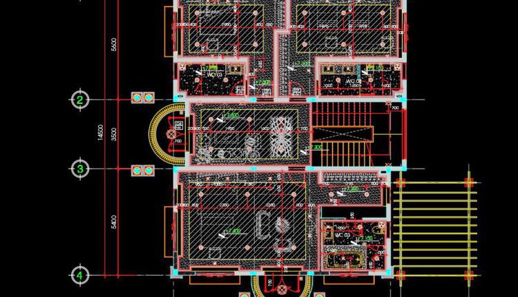174. Free Download Of Detailed Cad Drawings Of Ceiling Plans And Lighting Layout Plans For A 3-storey House (2)