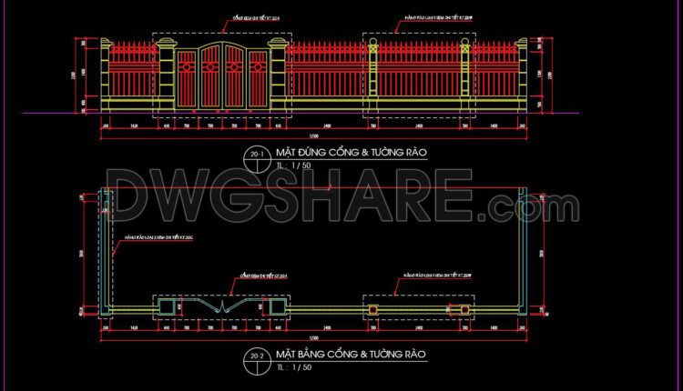 183. Download Cad Drawings For Technical Design And Construction Of Gate And Fence For Townhouse (1)