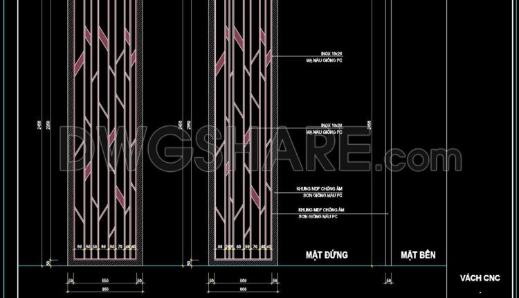 207. Free Download Of Modern Cnc Inox Partition Cad Drawing