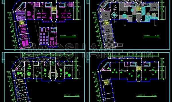 27. Free Download of CAD Construction Drawings of a Six-Class Kindergarten
