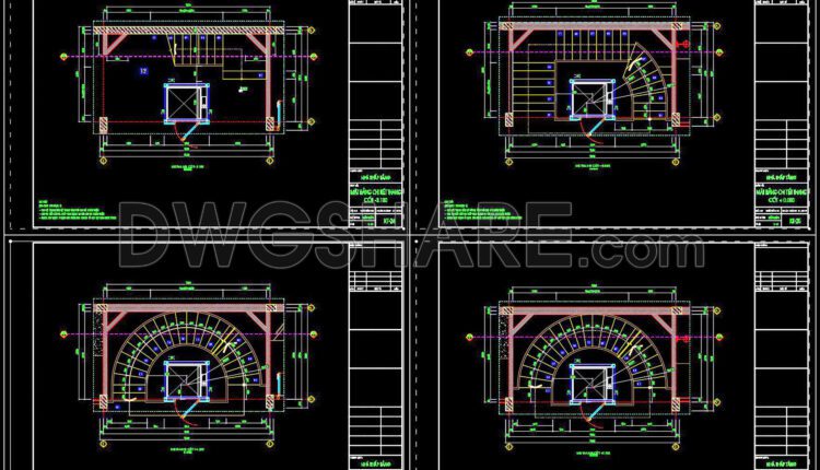 289. Free Download Detailed Cad Drawings Of Townhouse Stairs (2)