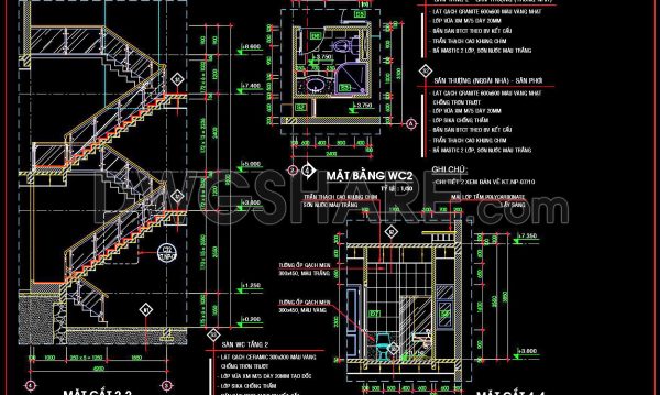 290. Free Download detailed CAD drawings of townhouse stairs
