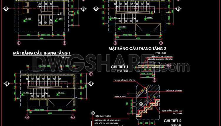 290. Free Download Detailed Cad Drawings Of Townhouse Stairs (2)