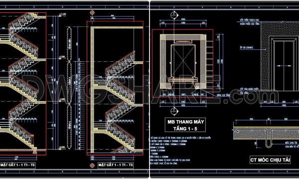 295. Free Download of CAD Detail Drawings for Residential Staircases and Home Elevators