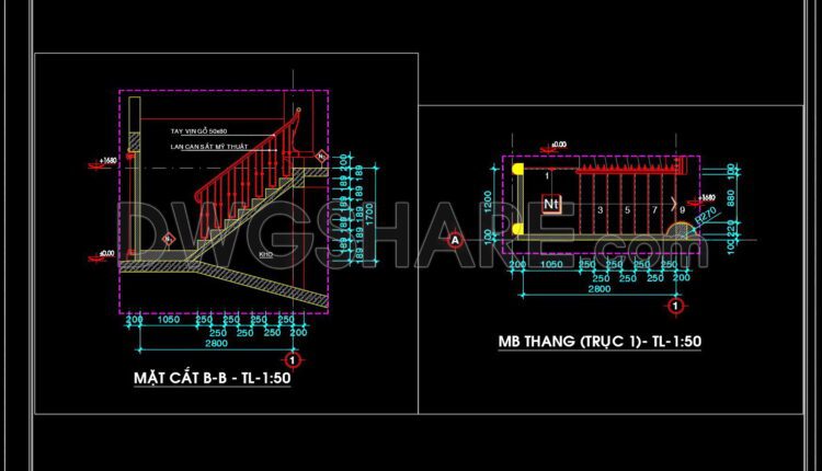 296. Free Download Detailed Cad Drawings Of Townhouse Stairs (3)
