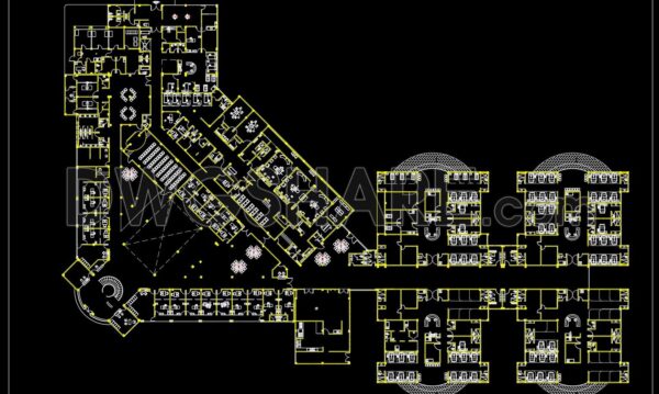 32. Free Download – CAD Ground Floor Plan of New Hospital
