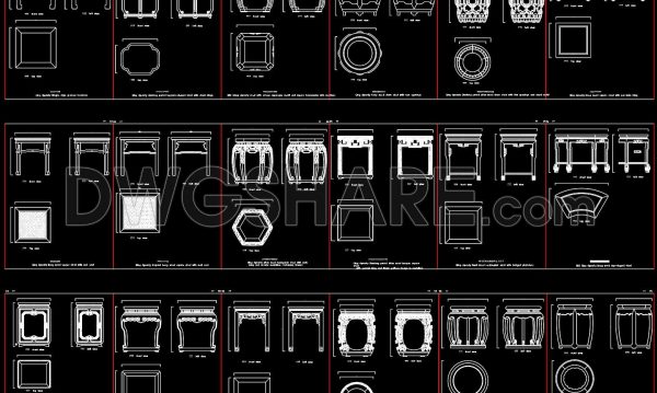 346. Free CAD Blocks – Chinese Antique Stools & Tables Collection