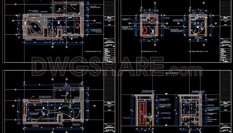 347. Free Download Of Cad Technical Drawings For The Construction Of Bathrooms In Townhouses (3)