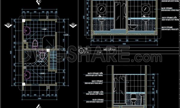 1 year ago
                

                
             386352. Free download of CAD technical drawings for the construction of bathrooms in townhouses