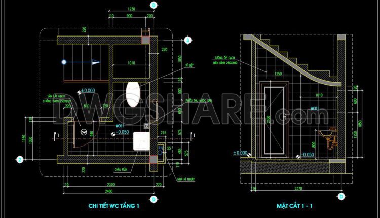353. Free Download Of Cad Technical Drawings For The Construction Of Bathrooms In Townhouses (1)