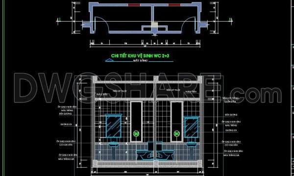 356. Free download of CAD technical drawings for the construction of bathrooms in townhouses
