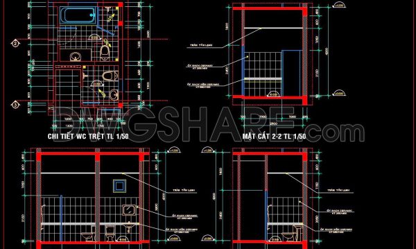 1 year ago
                

                
             424357. Free download of CAD technical drawings for the construction of bathrooms in townhouses