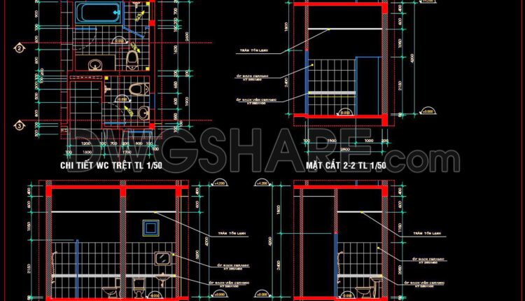 357. Free Download Of Cad Technical Drawings For The Construction Of Bathrooms In Townhouses (1)
