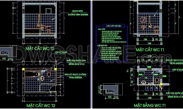 1 year ago
                

                
             545358. Free download of CAD technical drawings for the construction of bathrooms in townhouses
