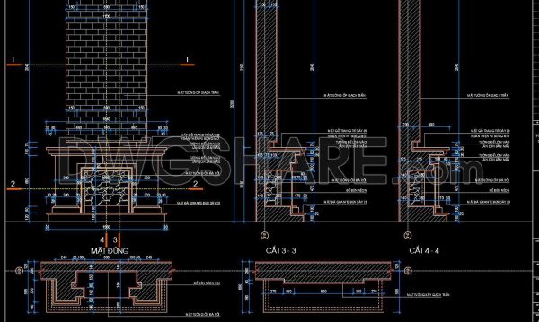 394. Free download of detailed CAD drawings of a fireplace for residential houses