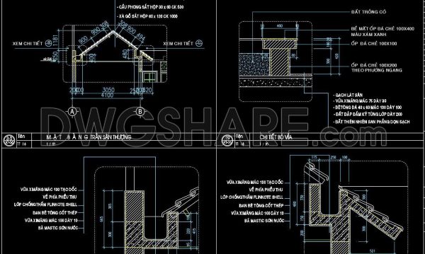 397. Free Download of Detailed CAD Drawing of Roof Drainage Gutter (Seno) for Townhouses