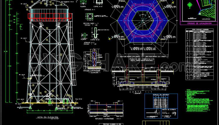 601. Free Download Structural Cad Template Dwg For 20m High Water Tank Design (1)