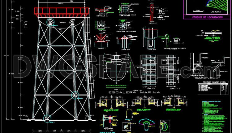 601. Free Download Structural Cad Template Dwg For 20m High Water Tank Design (2)