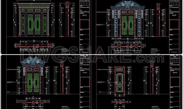 662. Free Download of Detailed Door and Window Drawings in European Classical Style