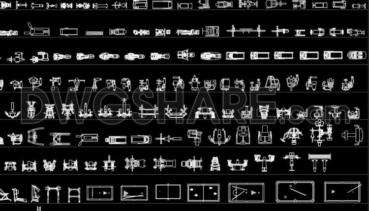9. Library Of Cad Blocks For Gym And Entertainment Space Displays (2)