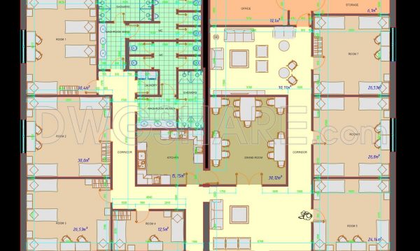 1 year ago
                

                
             1,17098. Free Download of Typical Floor Layout CAD Drawing for 5-Star Hotel