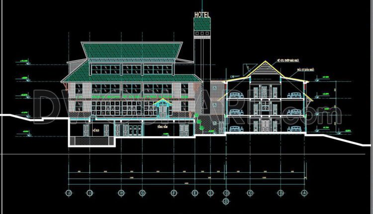 109. Download The Complete Construction Drawings Of The 2-story Hotel With An Area Of 1500m2 (3)